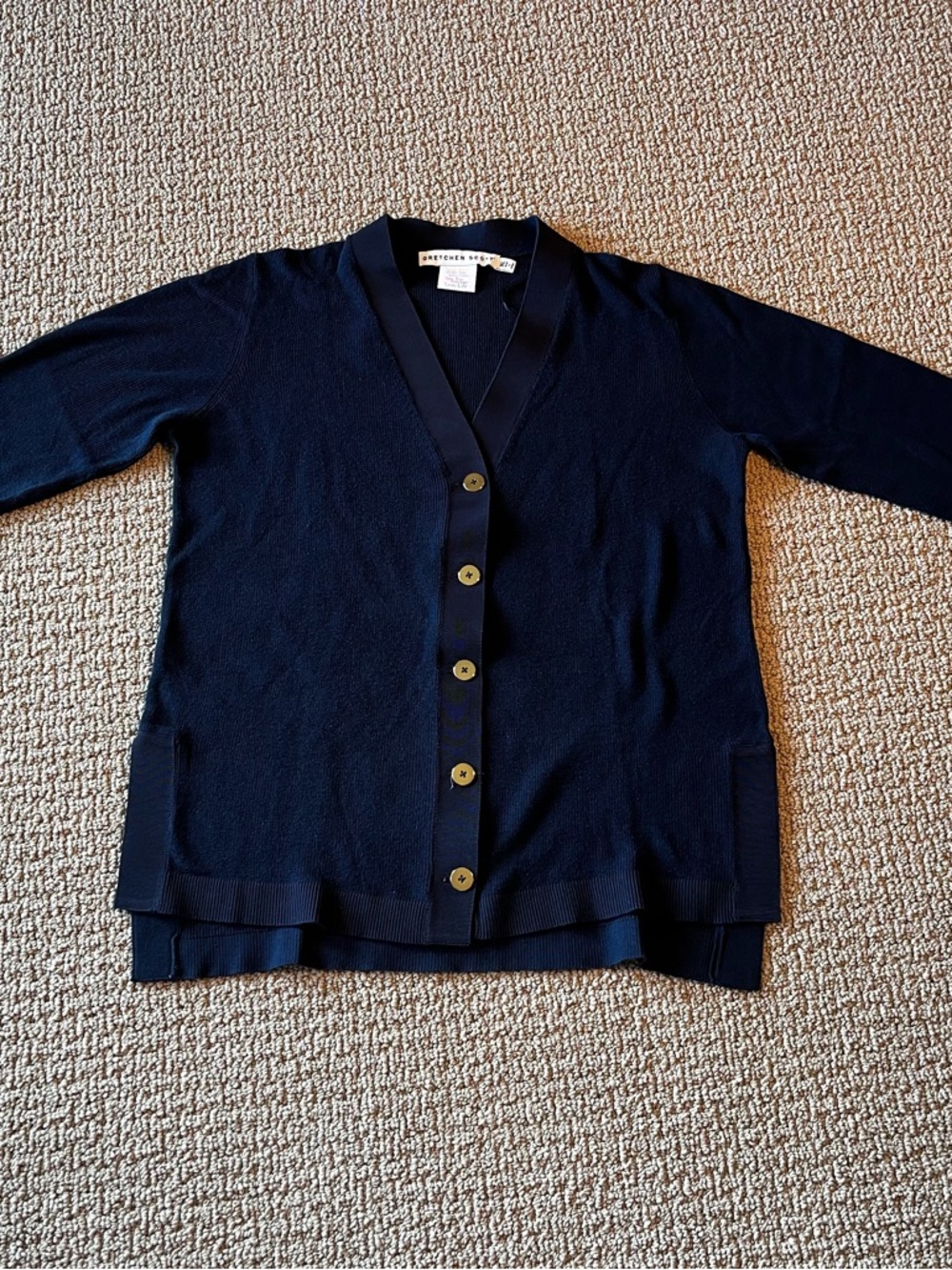 Gretchen Scott Designs Navy Button Front Cardigan